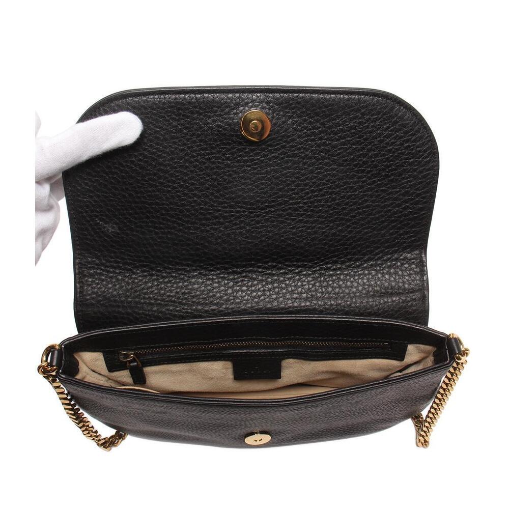 Gucci Bucharest chain shoulder bag black pebbled leather - Picture 5 of 6